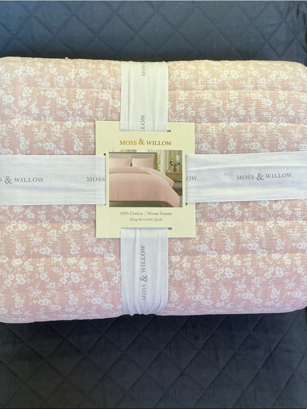 Moss & Willow Pink  Reversible Quilt - Soft Floral